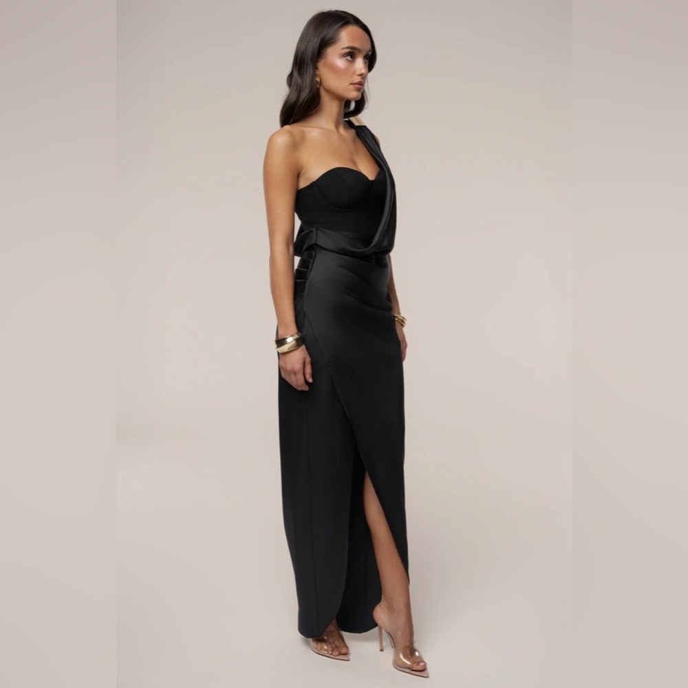 BLACK DRAPED RADIANCE MAXI DRESS Size S - Picture 3 of 8